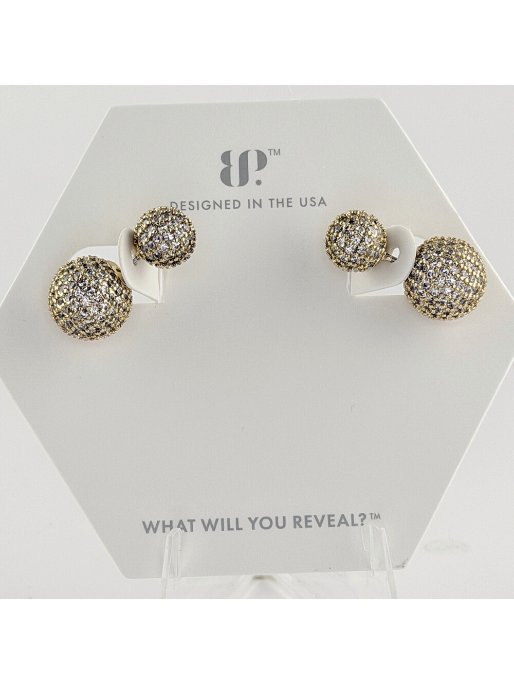 Bomb Party Bringback Earrings "Always In Longing" Clear Cz on Yellow Gold